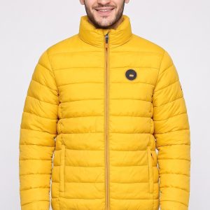 Canadian Peak Men Brand Logo Long Sleeve Puffer Jacket, Mustard