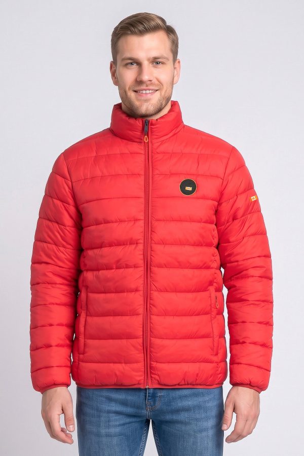 Canadian Peak Men Brand Logo Long Sleeve Puffer Jacket, Red