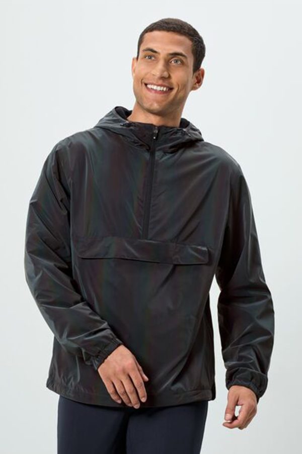Tchibo Men Plain Windbreaker Jacket, Dark Grey